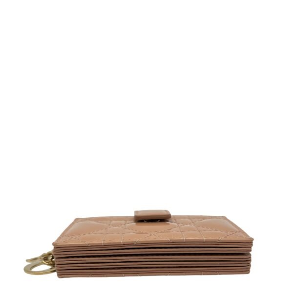 Jasmine Beige Card Holder in Patent Leather, Gold hardware - Image 5