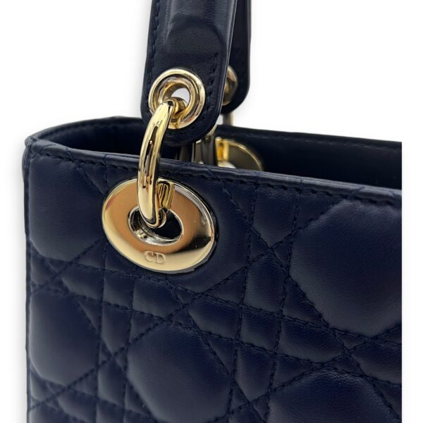 Lady Dior Small Blue Top Handle Bag in Lambskin, Gold hardware - Image 7