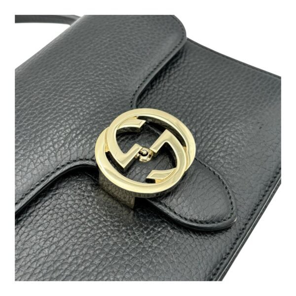 Interlocking G Shoulder Bag Black in Calfskin, Gold hardware - Image 6