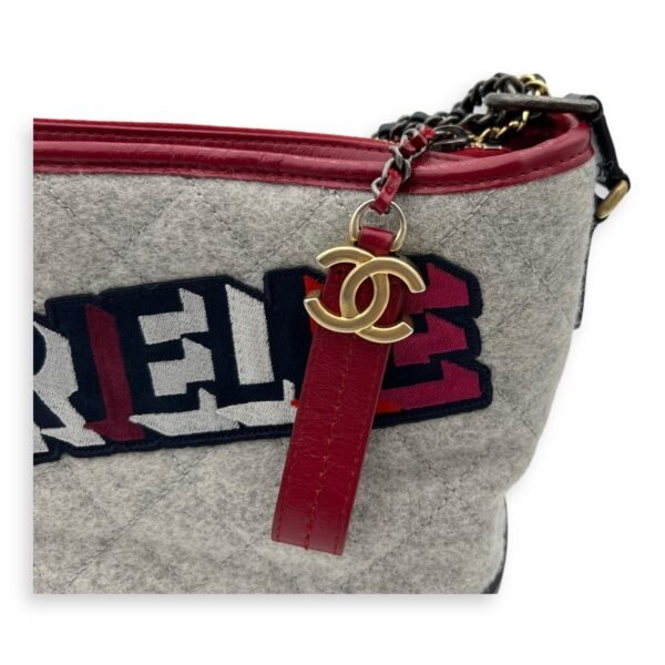 Gabrielle Shoulder Bag Large White in Wool, Mixed hardware - Image 6