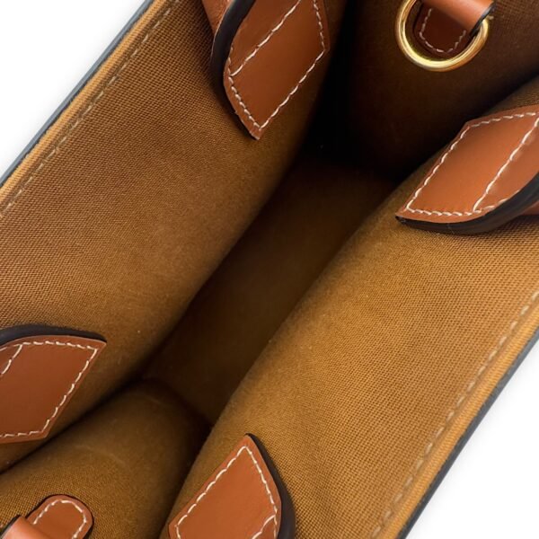 Cabas Triomphe Vertical Top Handle Bag Brown in Coated Canvas - Image 6