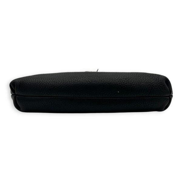 Gancini Black Shoulder Bag in Calfskin, Silver hardware - Image 5