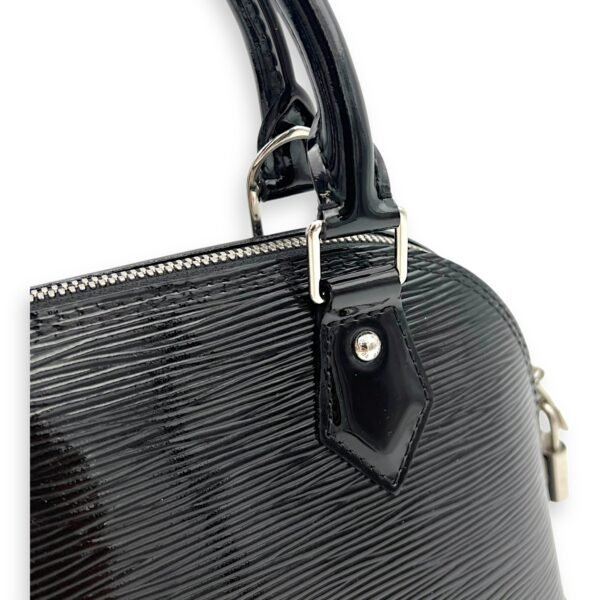 Alma Top Handle Bag BB Black in Patent Leather, Silver hardware - Image 6