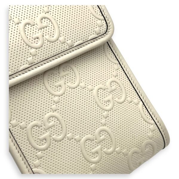 GG Crossbody Bag White in Calfskin, Silver hardware - Image 6