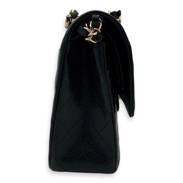 Classic Flap Medium Black Shoulder Bag in Caviar Leather, Gold hardware - Image 4