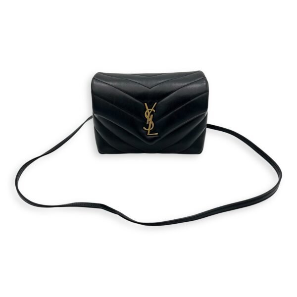Loulou Toy Black Crossbody Bag in Calfskin, Gold hardware - Image 11