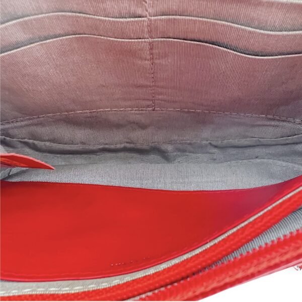 Half Moon Wallet On Chain Red in Caviar Leather, Silver hardware - Image 6