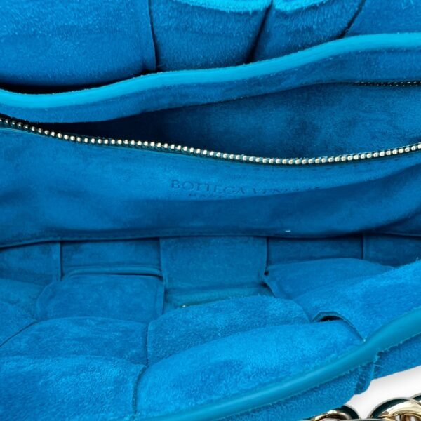 Cassette Crossbody Bag Blue in Suede Leather, Gold hardware - Image 6
