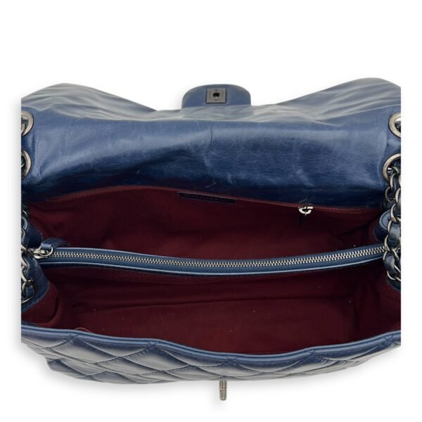 Flap Blue Shoulder Bag in Calfskin, Ruthenium hardware - Image 10