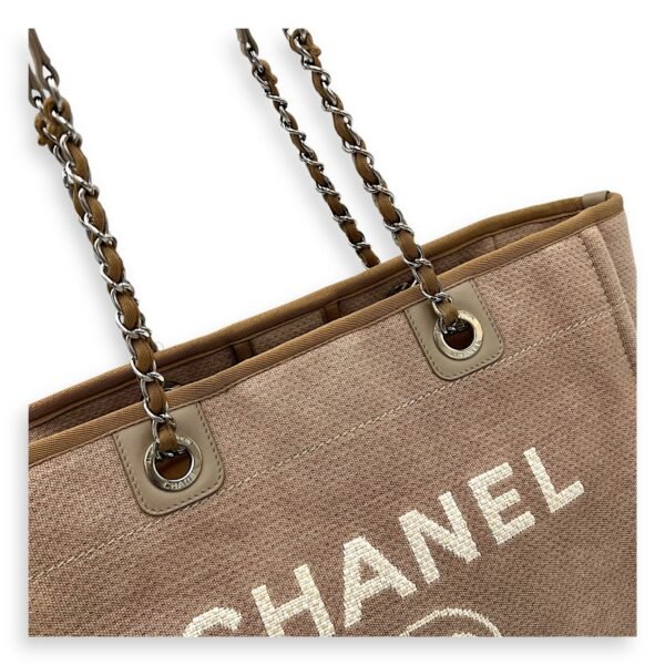 Deauville Tote Bag Brown in Canvas, Silver hardware - Image 6