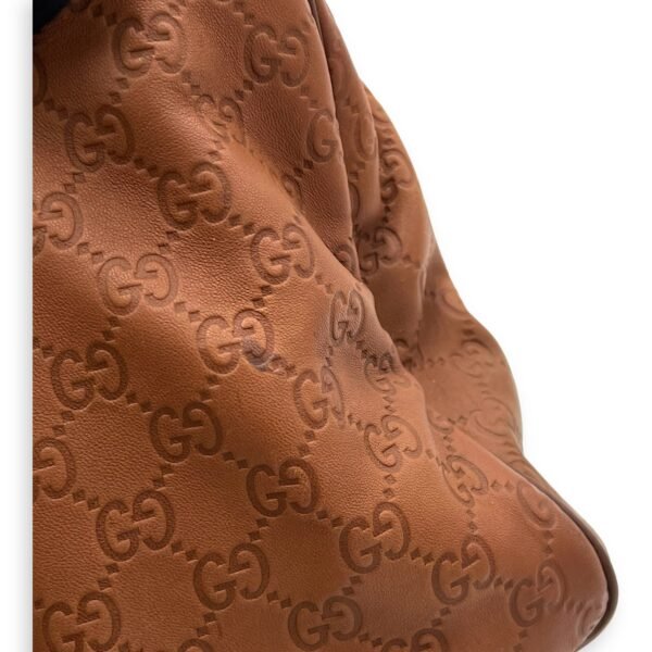 Guccissima Top Handle Bag Brown in Calfskin, Gold hardware - Image 6