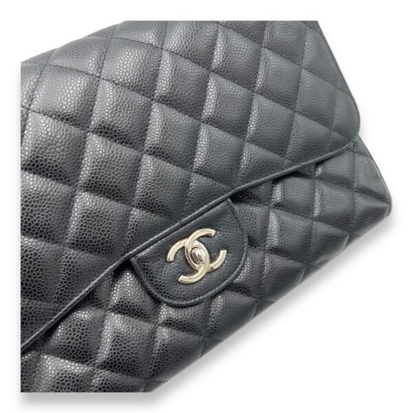 Classic Shoulder Bag Jumbo Black in Caviar Leather, Silver hardware - Image 6