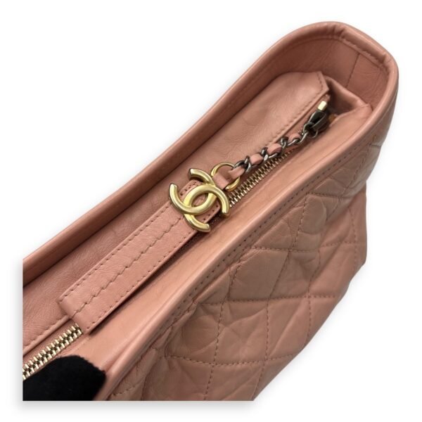 Gabrielle Crossbody Bag Medium Pink in Calfskin, Gold hardware - Image 6