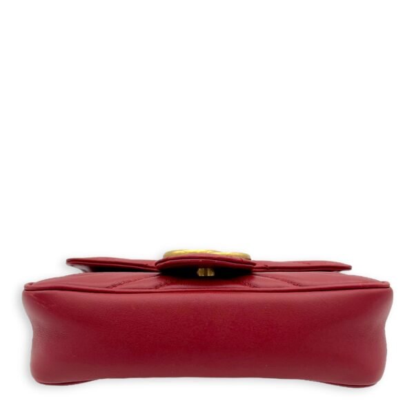 GG Marmont Crossbody Bag Mini Red in Calfskin, Gold hardware - Image 8