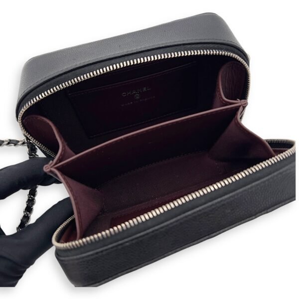 CC Camera Black Crossbody Bag in Caviar Leather, Silver hardware - Image 4