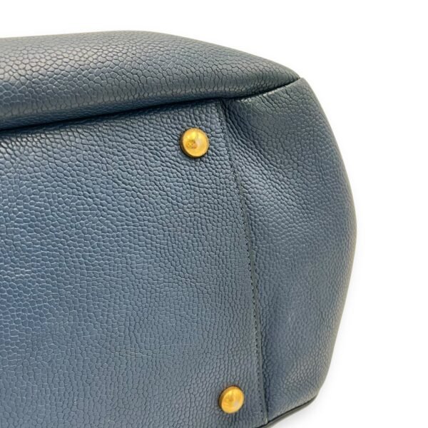 CC Lock Top Handle Bag Blue in Caviar Leather, Gold hardware - Image 7