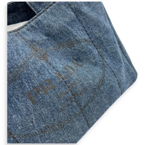 Canapa Top Handle Bag Blue in Denim, Gold hardware - Image 6
