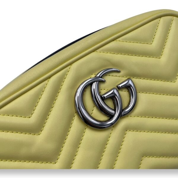 GG Marmont Crossbody Bag Medium Yellow in Calfskin, Silver hardware - Image 6