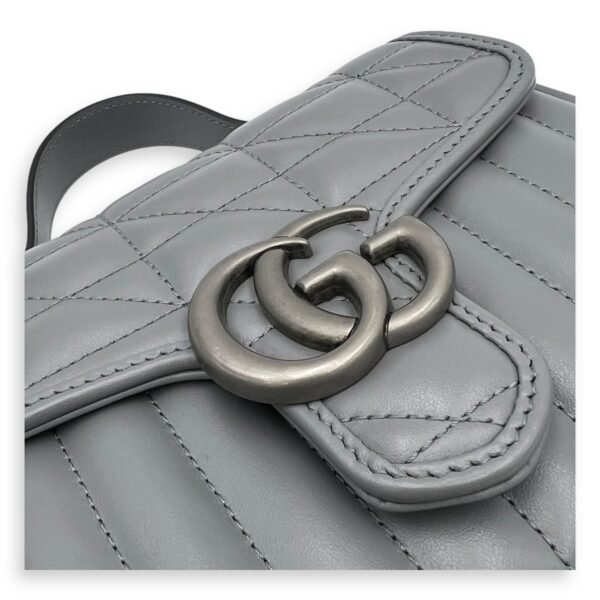 Marmont Top Handle Bag Blue in Calfskin, Gunmetal hardware - Image 6