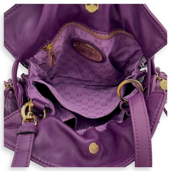 Flamenco Purple Crossbody Bag in Lambskin, Gold hardware - Image 4