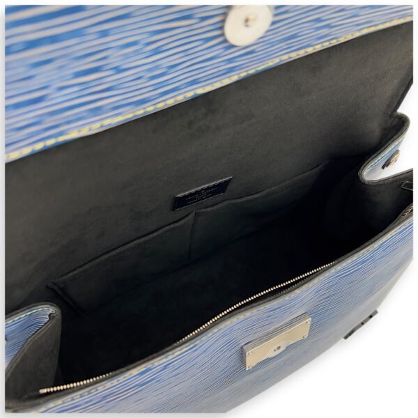 Cluny MM Blue Top Handle Bag in Epi Leather, Silver hardware - Image 4