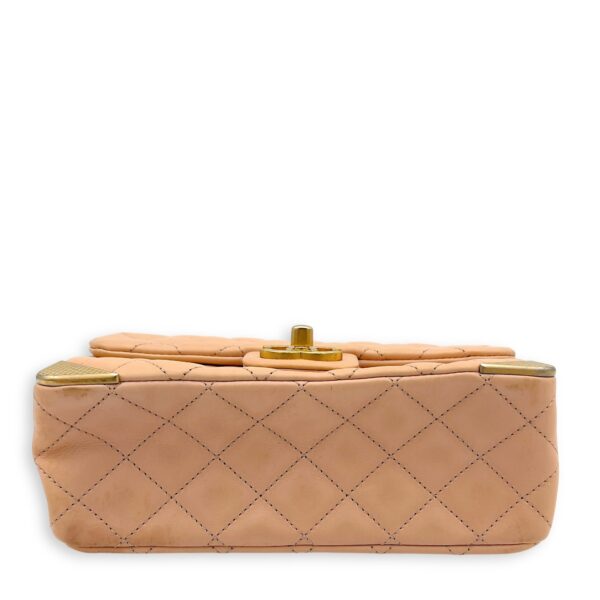 Mini Rectangle Shoulder Bag Beige in Lambskin, Gold hardware - Image 8