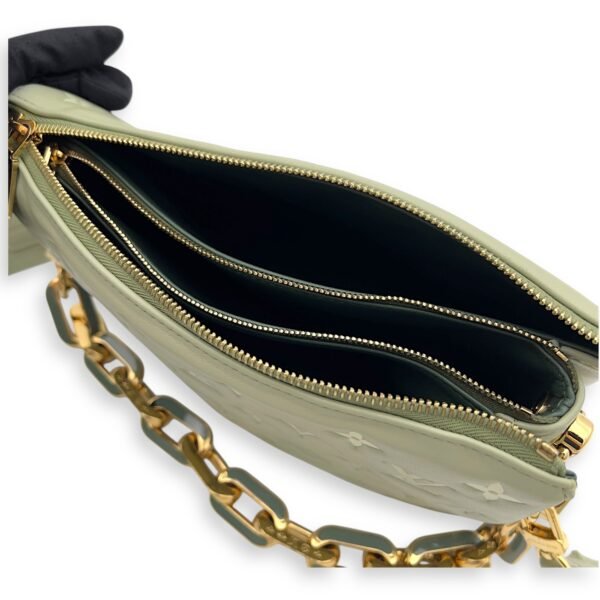 Coussin Crossbody Bag MM Green in Calfskin, Gold hardware - Image 6
