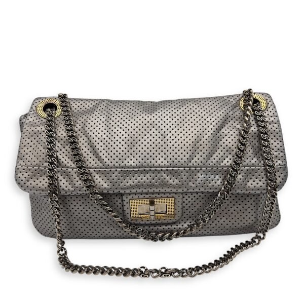 2.55 Silver Shoulder Bag in Perforated Calfskin, Mixed hardware - Image 8