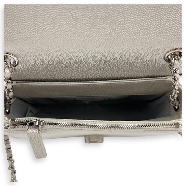 Coco Curve Top Handle Bag White in Caviar Leather, Silver hardware - Image 6