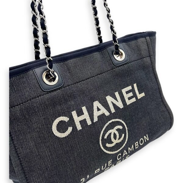 Deauville Small Blue Tote Bag in Denim, Silver hardware - Image 6