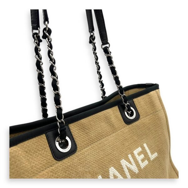 Deauville Tote Bag Beige in Canvas, Silver hardware - Image 6
