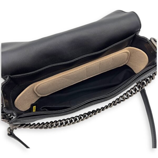 Boy Black Shoulder Bag in Calfskin, Ruthenium hardware - Image 6