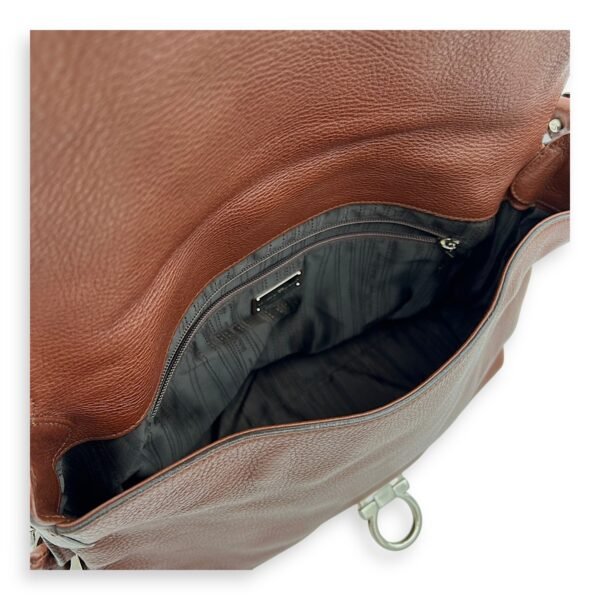 Gancini Shoulder Bag Brown in Calfskin, Silver hardware - Image 6