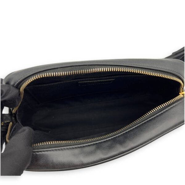 Camera Crossbody Bag Medium Black in Calfskin, Gold hardware - Image 6