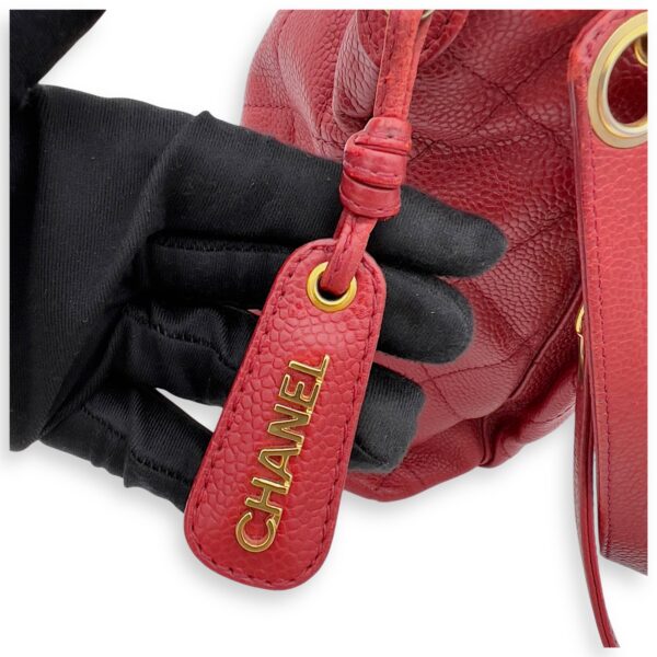 CC Turnlock Shoulder Bag Red in Caviar Leather, Gold hardware - Image 7