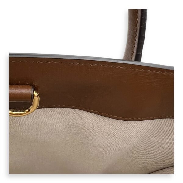 Interlocking G Brown Top Handle Bag in Coated Canvas, Gold hardware - Image 7