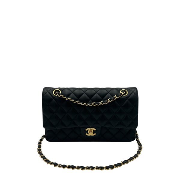 Classic Shoulder Bag Medium Black in Lambskin, Gold hardware - Image 9