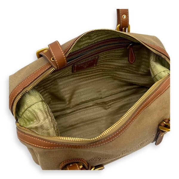 Bauletto Brown Tote Bag in Canvas, Gold hardware - Image 3