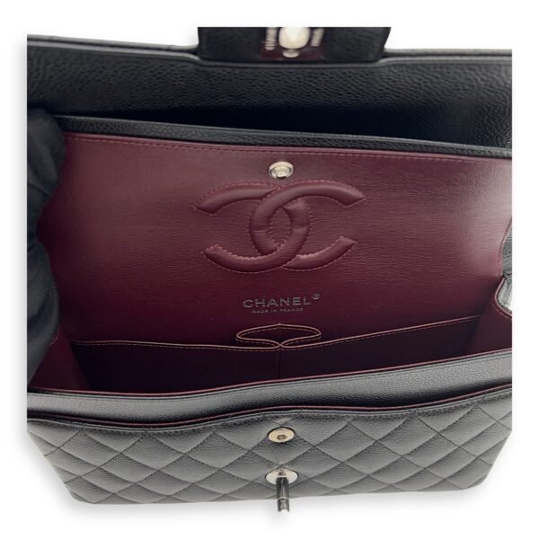 Classic Shoulder Bag Black in Caviar Leather, Silver hardware - Image 4