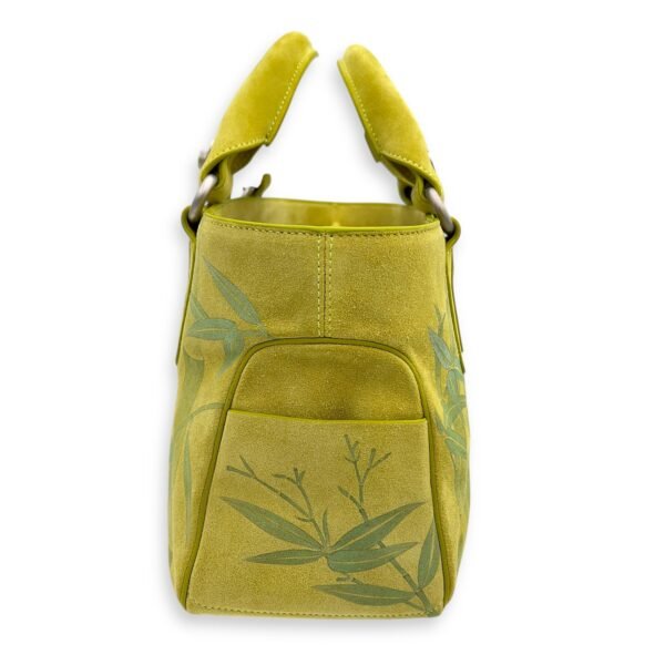 Chinese New Year Boogie Yellow Top Handle Bag in Suede Leather, Silver hardware - Image 2
