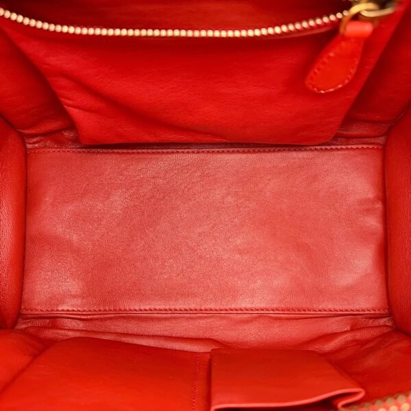 Luggage Top Handle Bag Micro Red in Calfskin, Gold hardware - Image 6