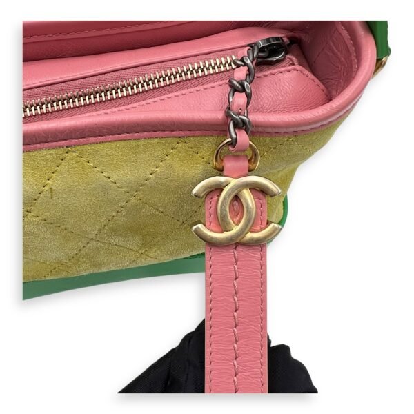 Gabrielle Crossbody Bag Small Yellow in Suede Leather, Mixed hardware - Image 8