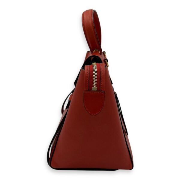 Belt Mini Red Top Handle Bag in Calfskin, Gold hardware - Image 4