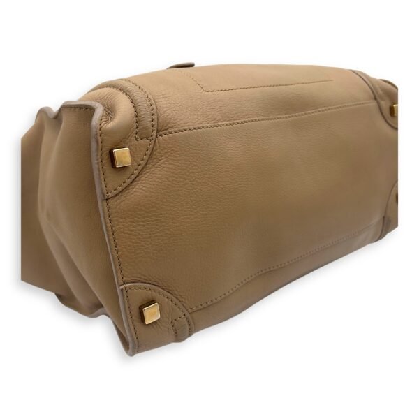 Luggage Shoulder Bag Beige in Calfskin, Gold hardware - Image 6