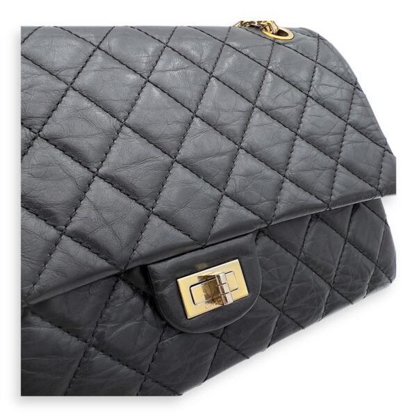 2.55 Medium Black Shoulder Bag in Calfskin, Gold hardware - Image 8