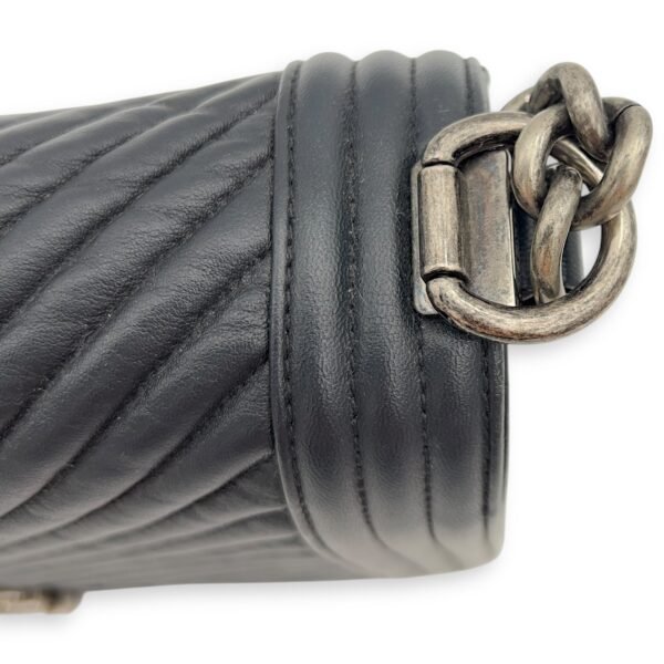 Boy Chevron New Medium Shoulder bag in Calfskin, Ruthenium Hardware - Image 6