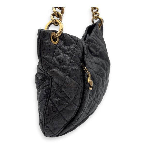 Coco Pleats Hobo Top handle bag in Caviar leather, Gold Hardware - Image 3