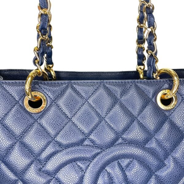 GST Medium Blue Tote Bag in Caviar Leather, Gold hardware - Image 7
