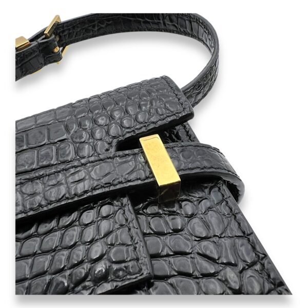 Manhattan Shoulder Bag Black in Crocodile Embossed Calfskin, Gold hardware - Image 7
