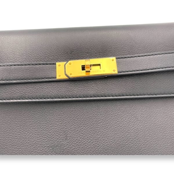 Kelly Depeches Black in Calfskin, Gold hardware - Image 7
